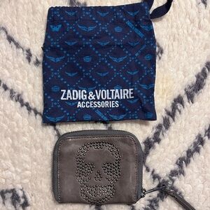 Zadig & Voltaire Gray Wallet with Blue Pouch